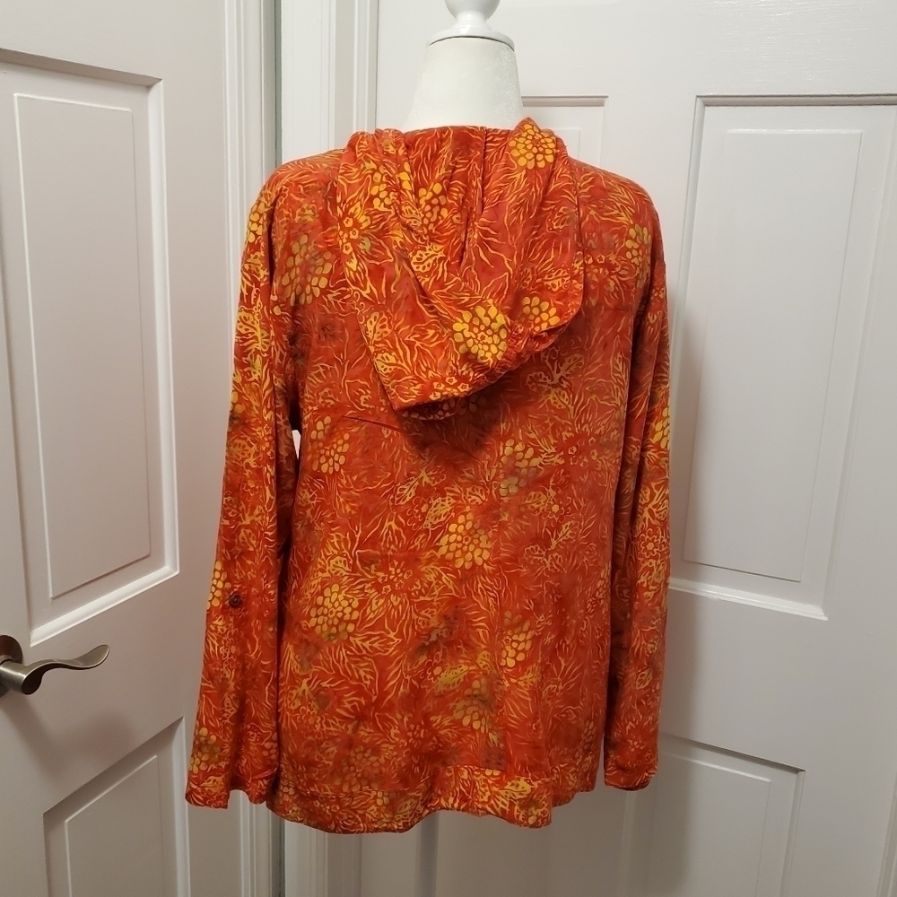 Soft Surroundings Orange Batik Hoodie 100% Rayon Tunic Size PL, colorful, comfy - Picture 4 of 11